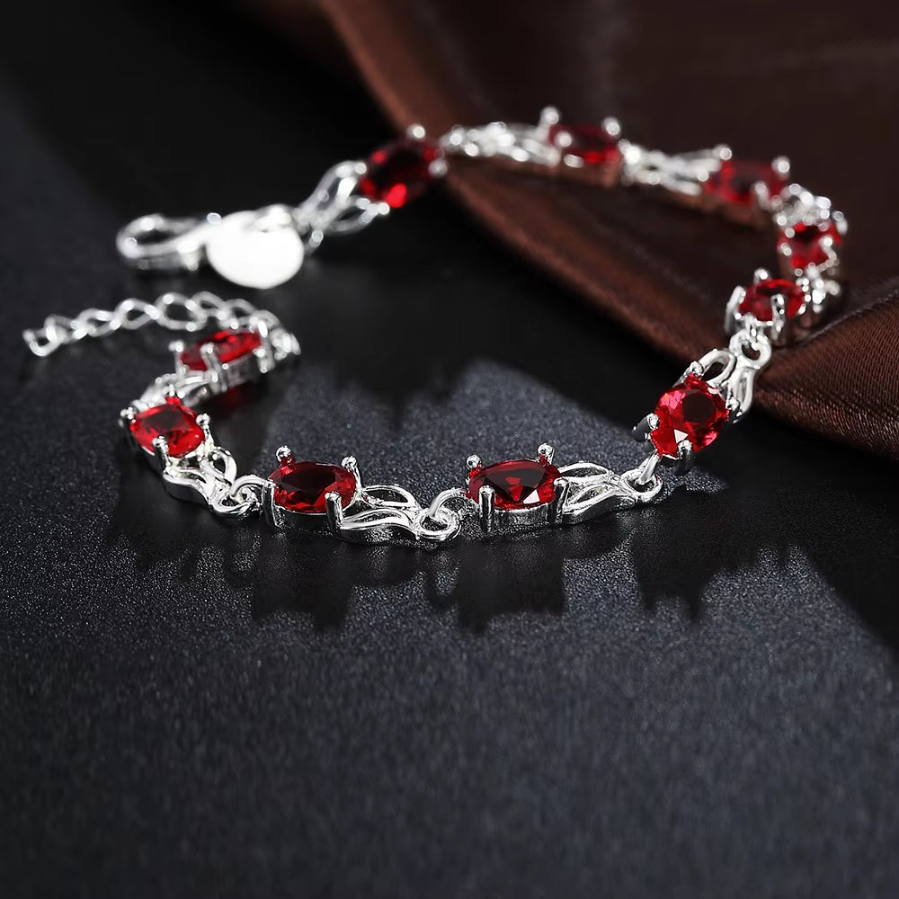 Axon Vintage Oval Ruby Gemstone Bracelet