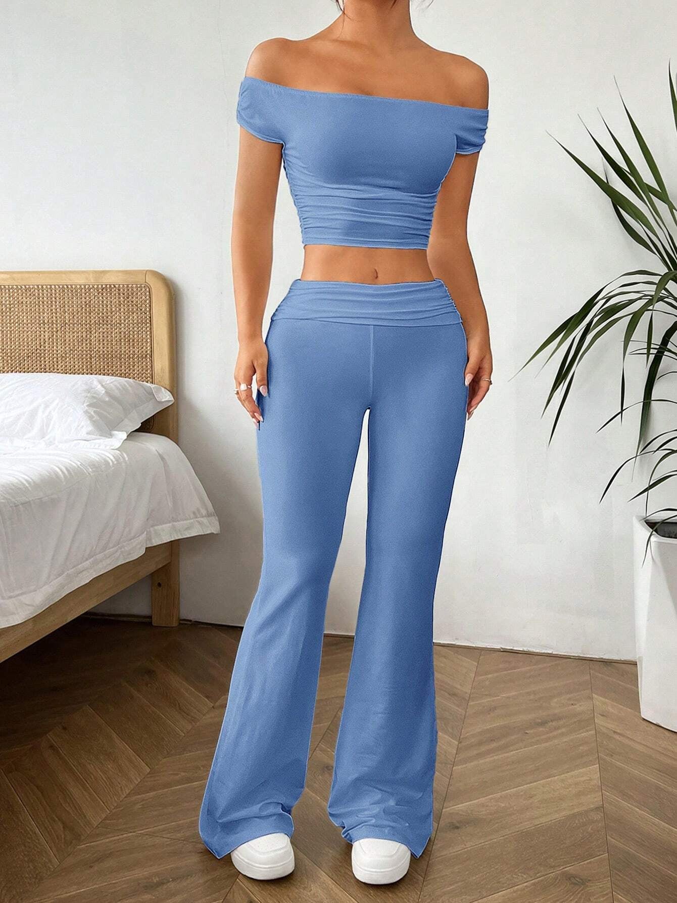 Axon Ezwear Solid Color Top and Pants Set | 2Pcs