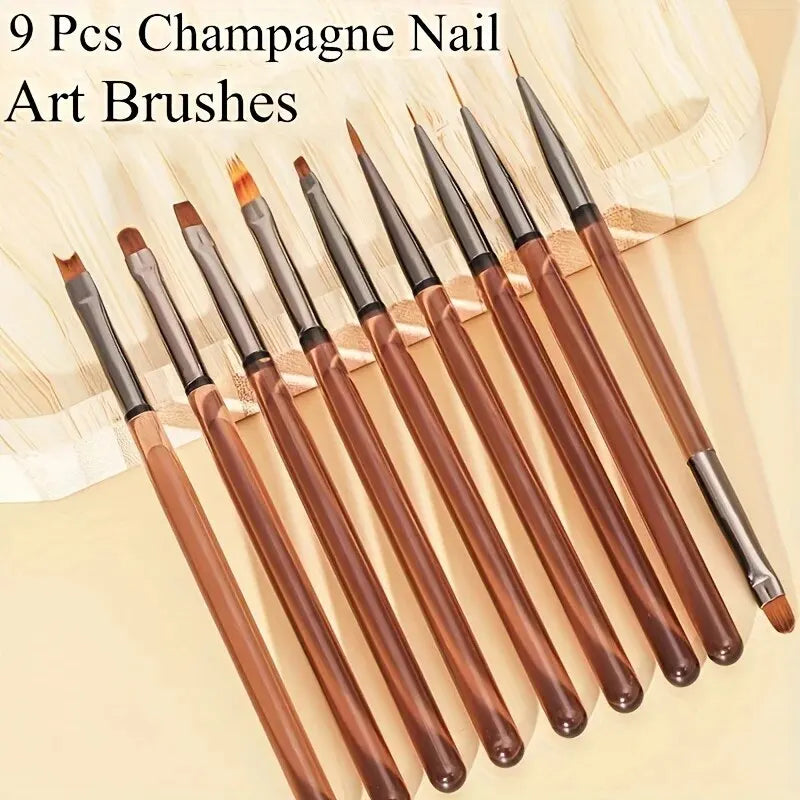 Axon UV Gel Nail Brush Liner | 9Pcs