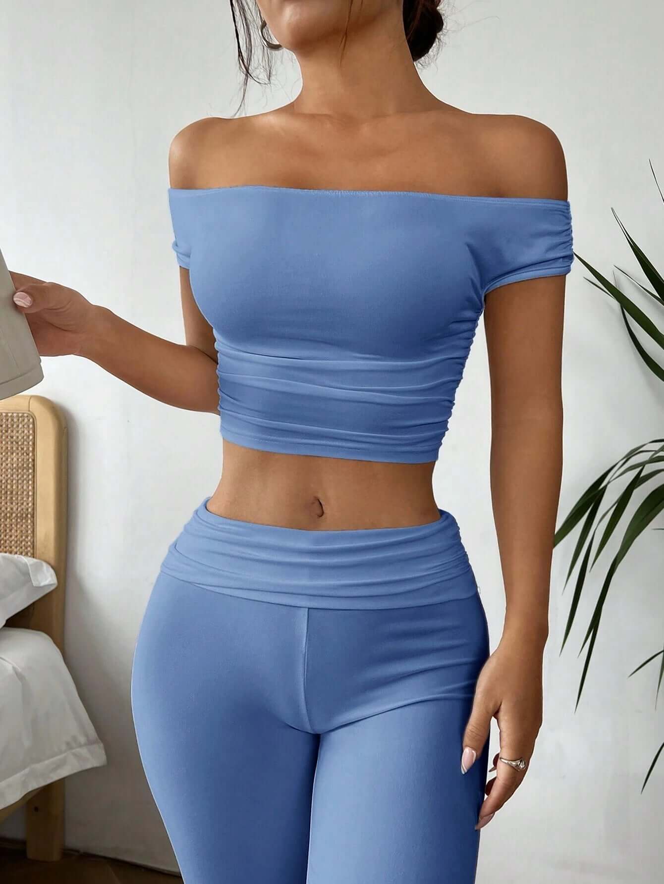Axon Ezwear Solid Color Top and Pants Set | 2Pcs