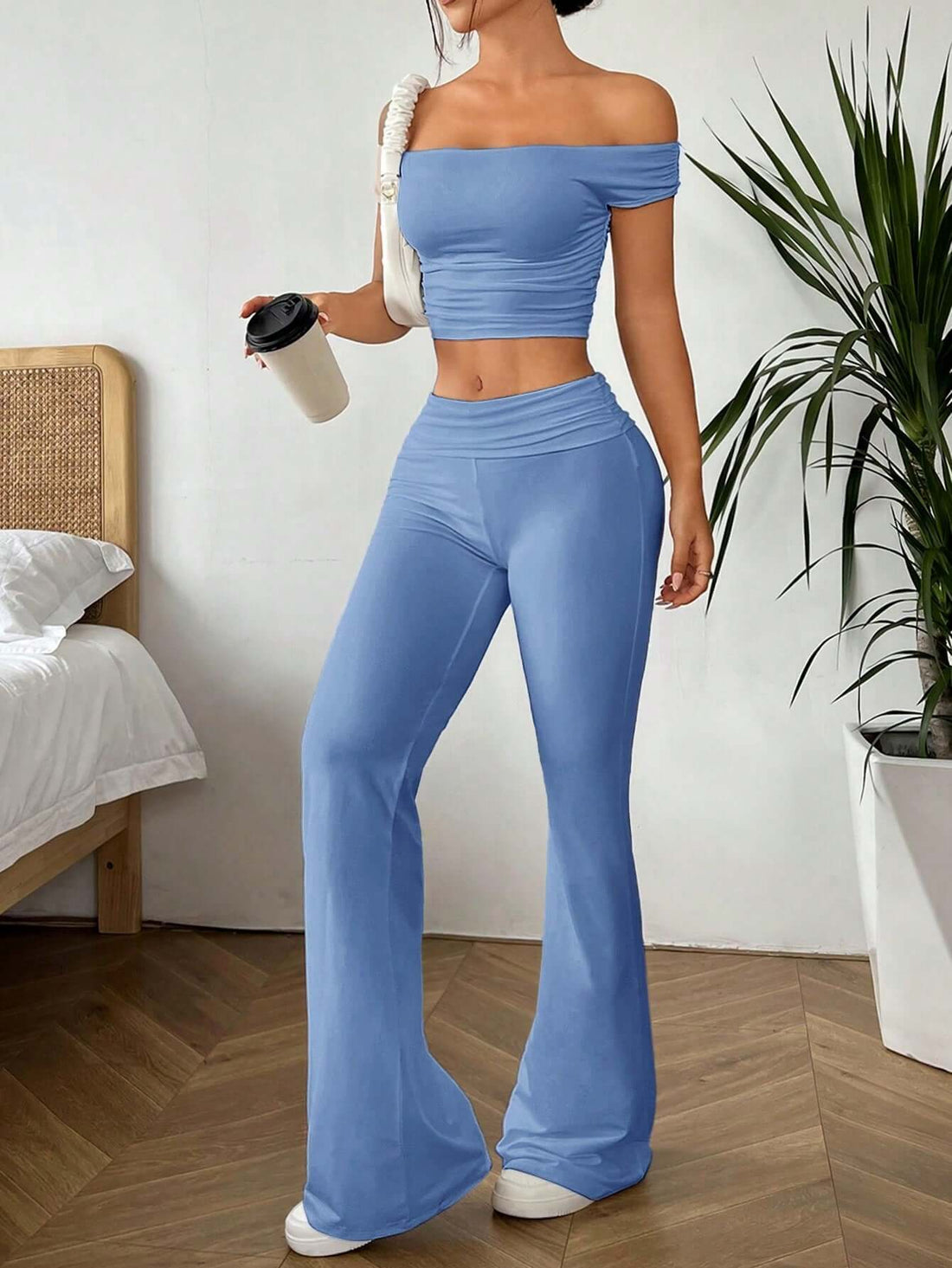 Axon Ezwear Solid Color Top and Pants Set | 2Pcs