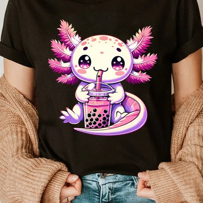 Axon Kawaii Axolotl Boba Tea T-Shirt